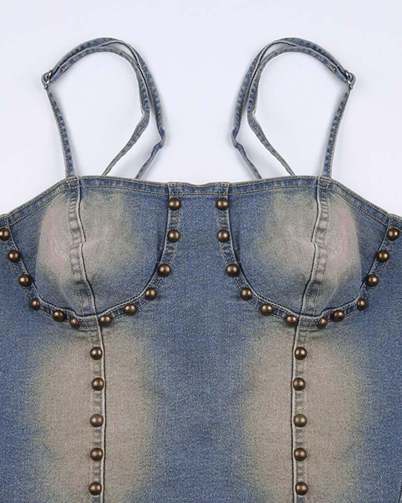 Berehynia Studded Denim Corset Top