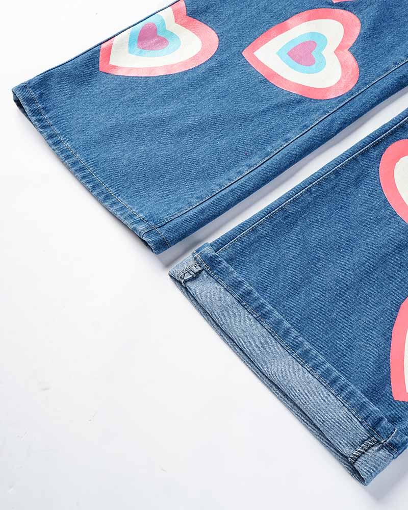 Lover Retro Graphic Oversized Denim Jeans