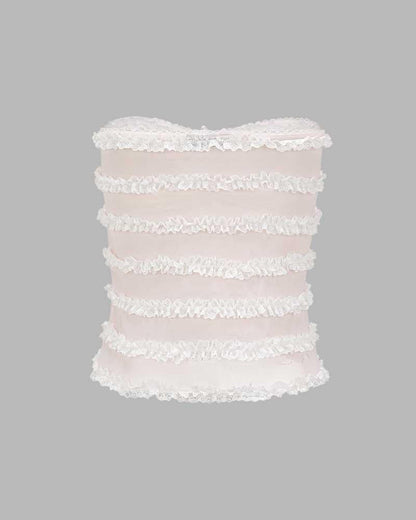 Pollux Ruffle Lace Tube Top