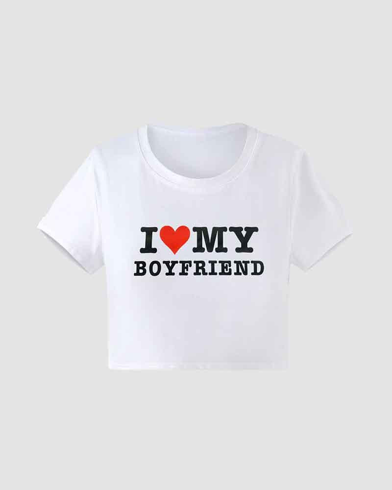 I Heart My Boyfriend Cropped T-Shirt