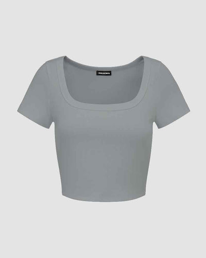 Saldiac Scoop Neck Cropped T-Shirt