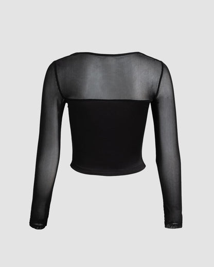 Inglenook Cropped Mesh Sleeves Top