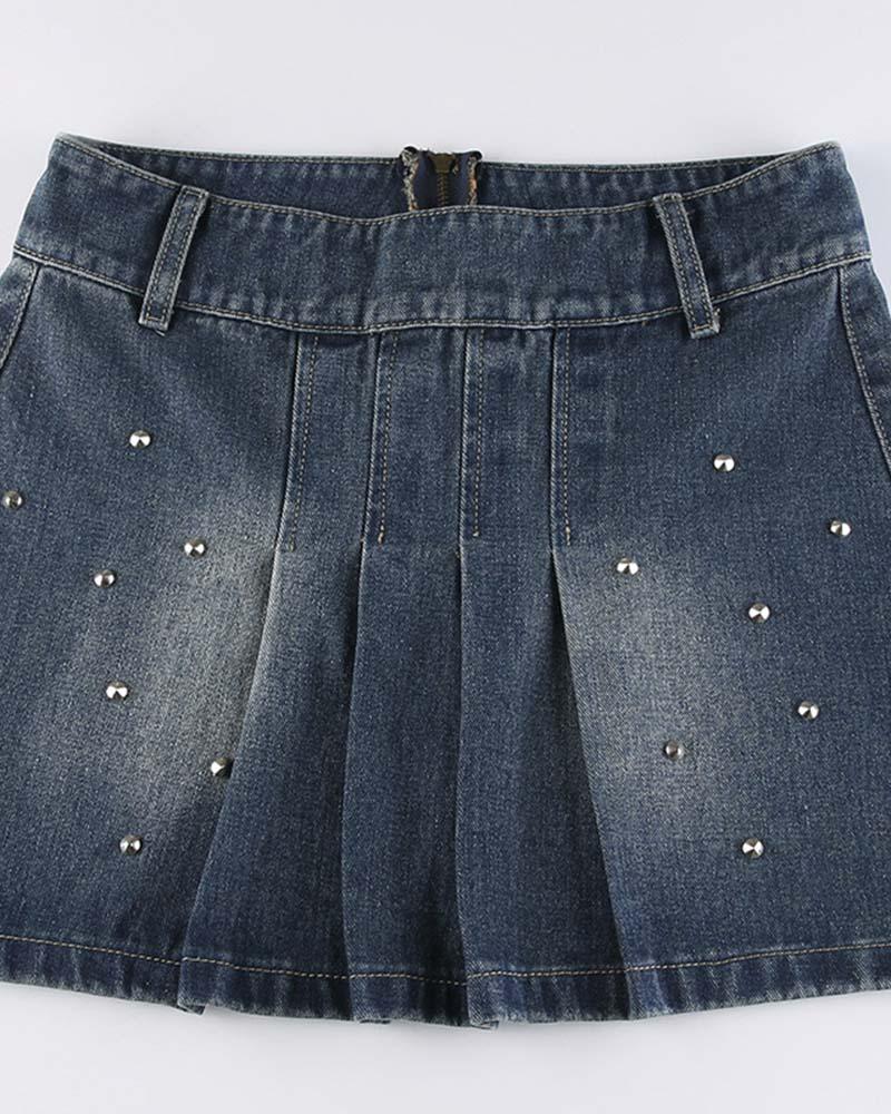 Pembroke Pleated Denim Skirt