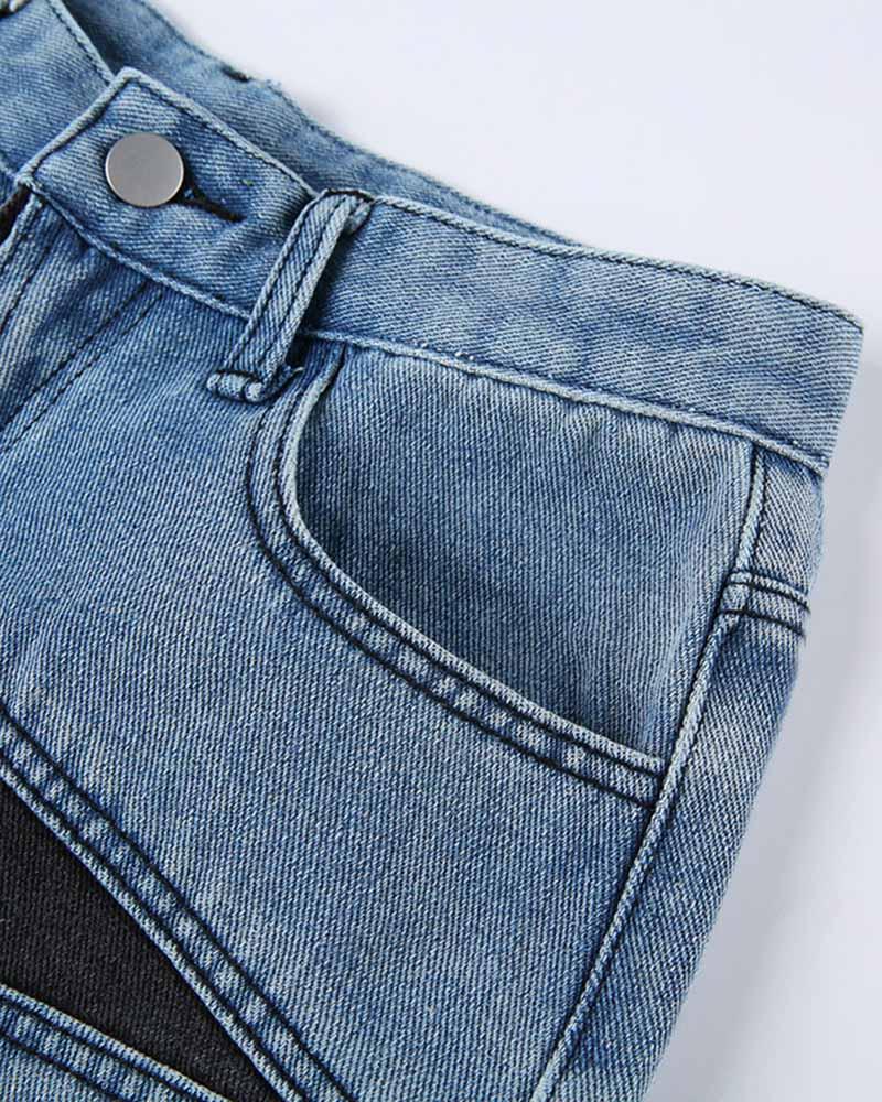 Occulus Star Denim High Waist Boy Shorts