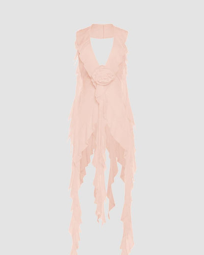 Ethereal Ruffle Tie Cover Up