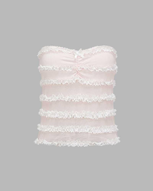 Pollux Ruffle Lace Tube Top