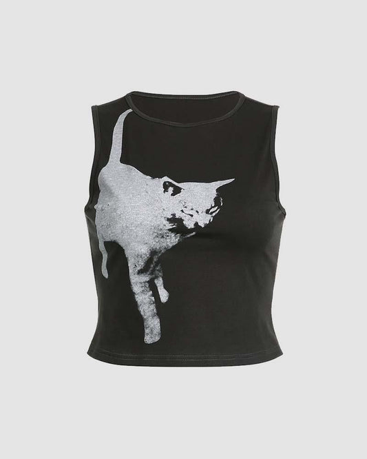 Lexie Contrast Feline Tank Top