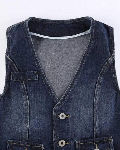 Rigel Button Denim Vest