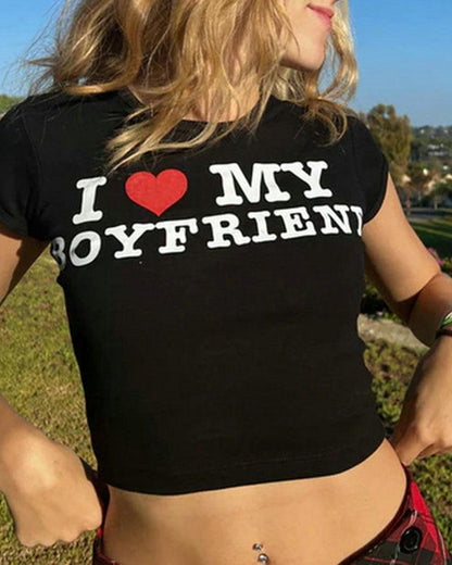 I Heart My Boyfriend Cropped T-Shirt