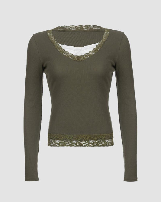 Graceful Lace Scoop Neck Top