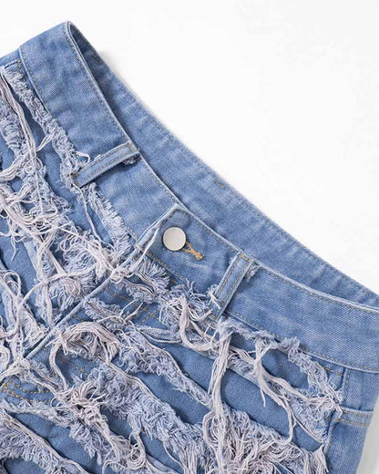 Fluffy Fashion Denim Shorts