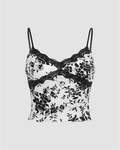 Ink Floral Lace Cami Top