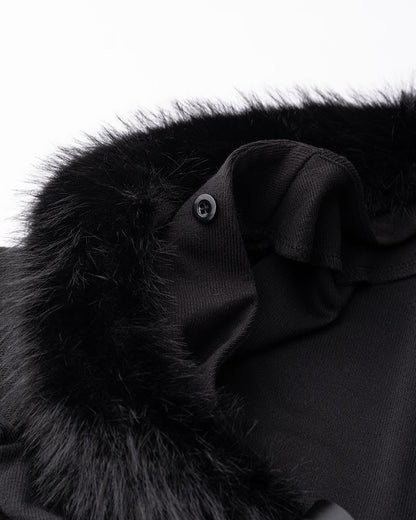 Dark Perk Fuzz Collar Trench Cardigan