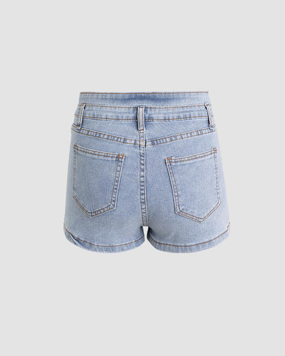 Riveria Mist High Waisted Denim Shorts