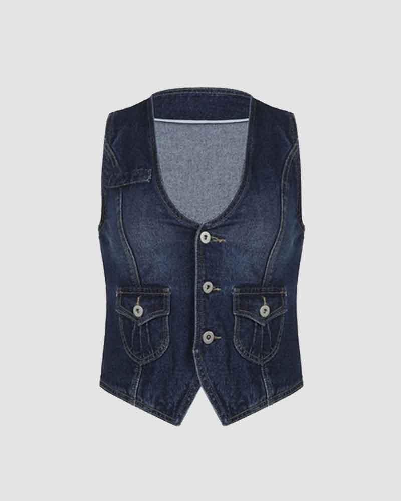 Rigel Button Denim Vest