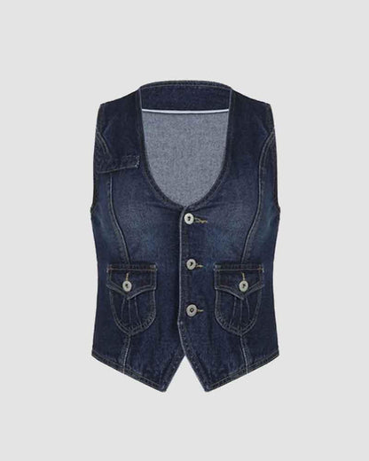 Rigel Button Denim Vest