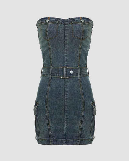 Remember Denim Tube Mini Dress