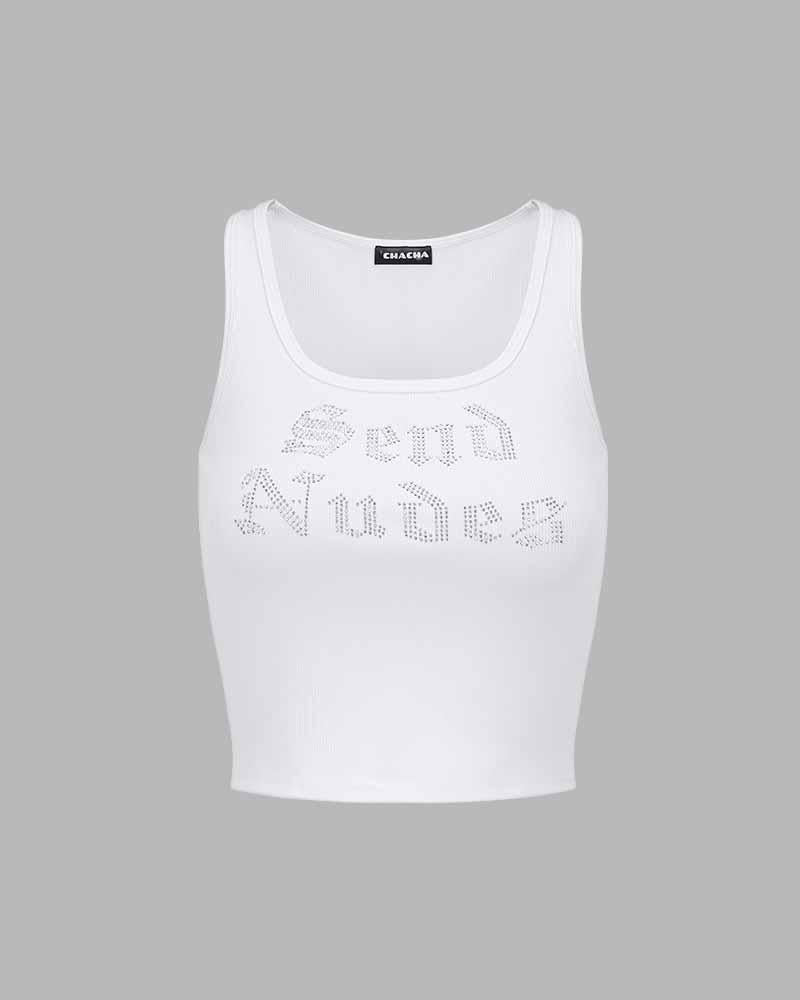 Solicited Send Nudez Diamante Tank Top