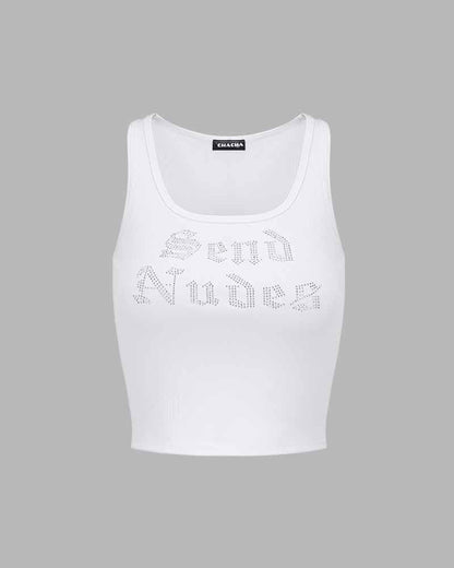 Solicited Send Nudez Diamante Tank Top