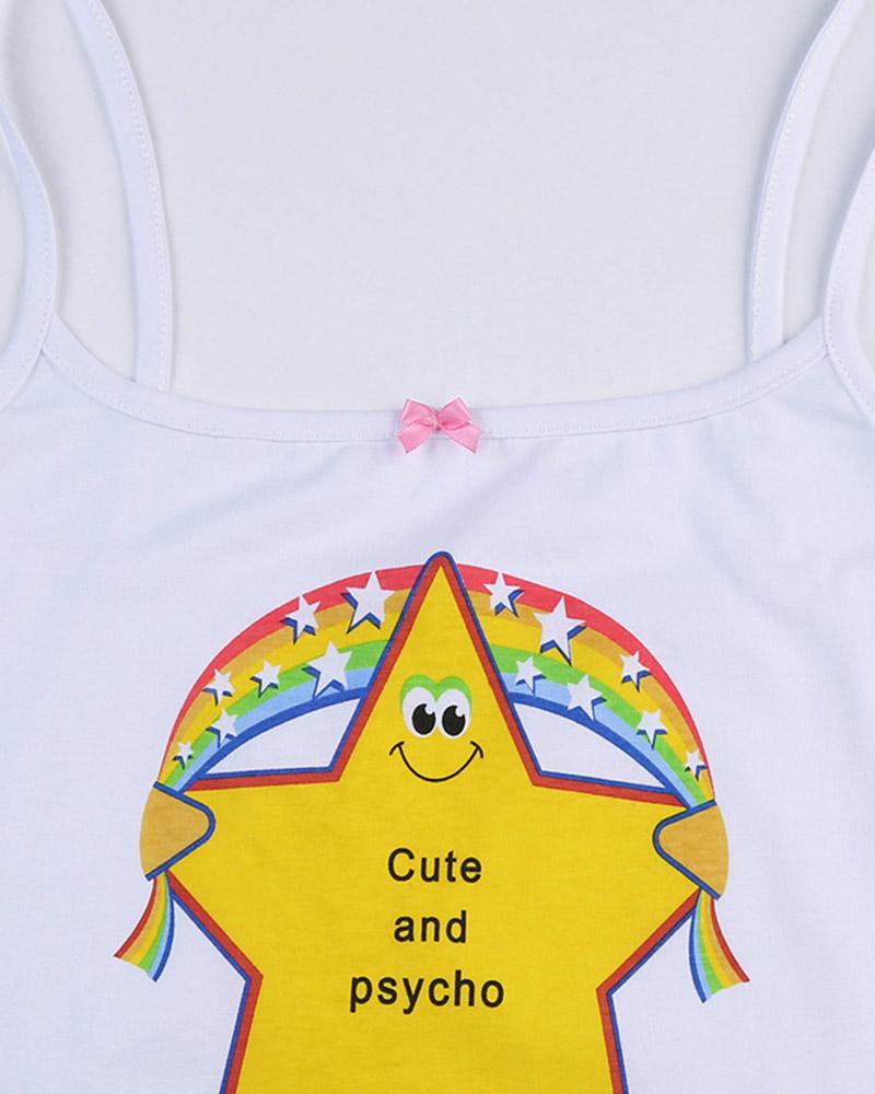 Cute and Psycho Star Graphic Cami Top