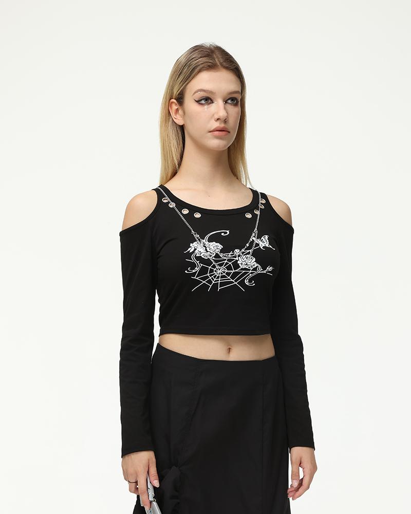 Webberflies Motif Cut Out Top