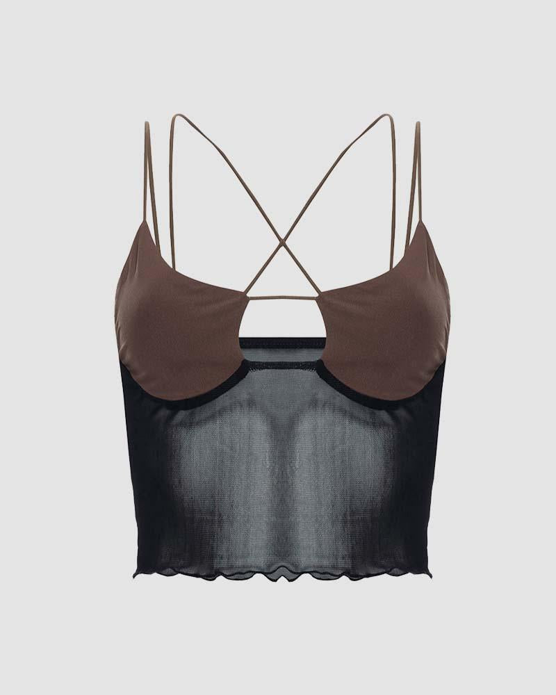 Tia Heliot Halter Mesh Top