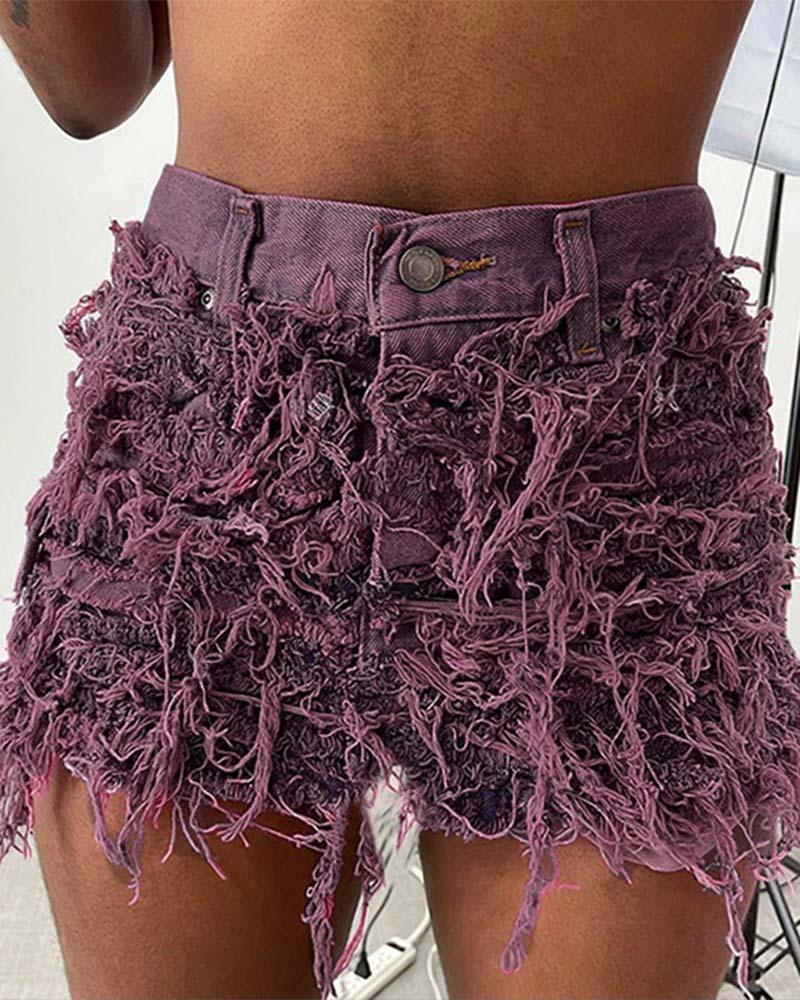 Fluffy Fashion Denim Shorts