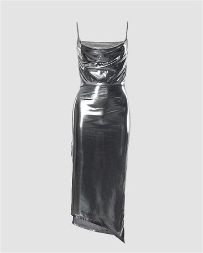 Zeta Chrome Cowl Maxi Dress