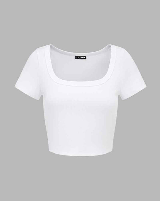 Saldiac Scoop Neck Cropped T-Shirt