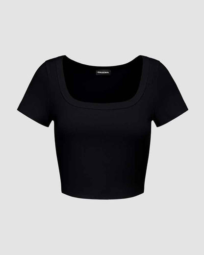 Saldiac Scoop Neck Cropped T-Shirt