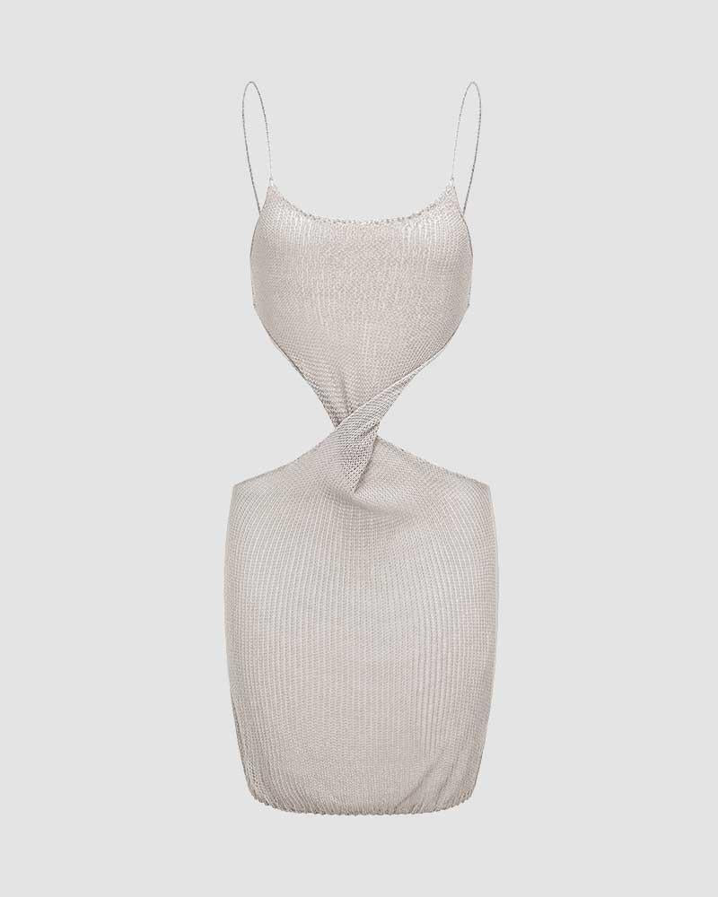 Mallium Twist Cut Out Knit Mini Dress