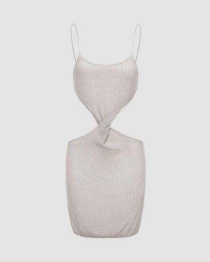 Mallium Twist Cut Out Knit Mini Dress