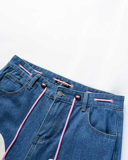 Lover Retro Graphic Oversized Denim Jeans