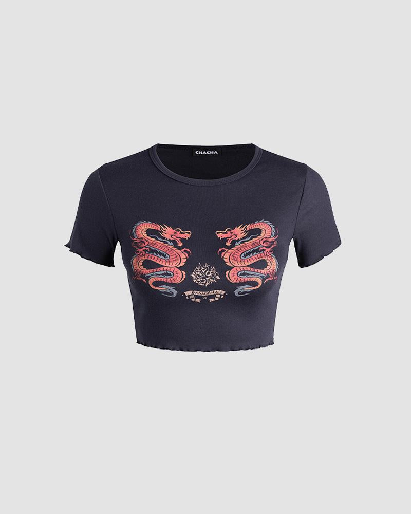 Dual Dragon Battle Cropped T-Shirt