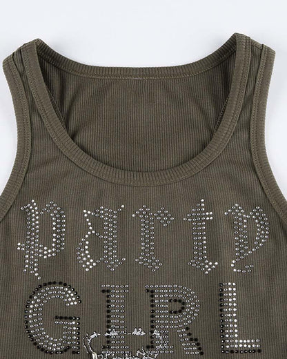 Party Girl Diamante Tank Top