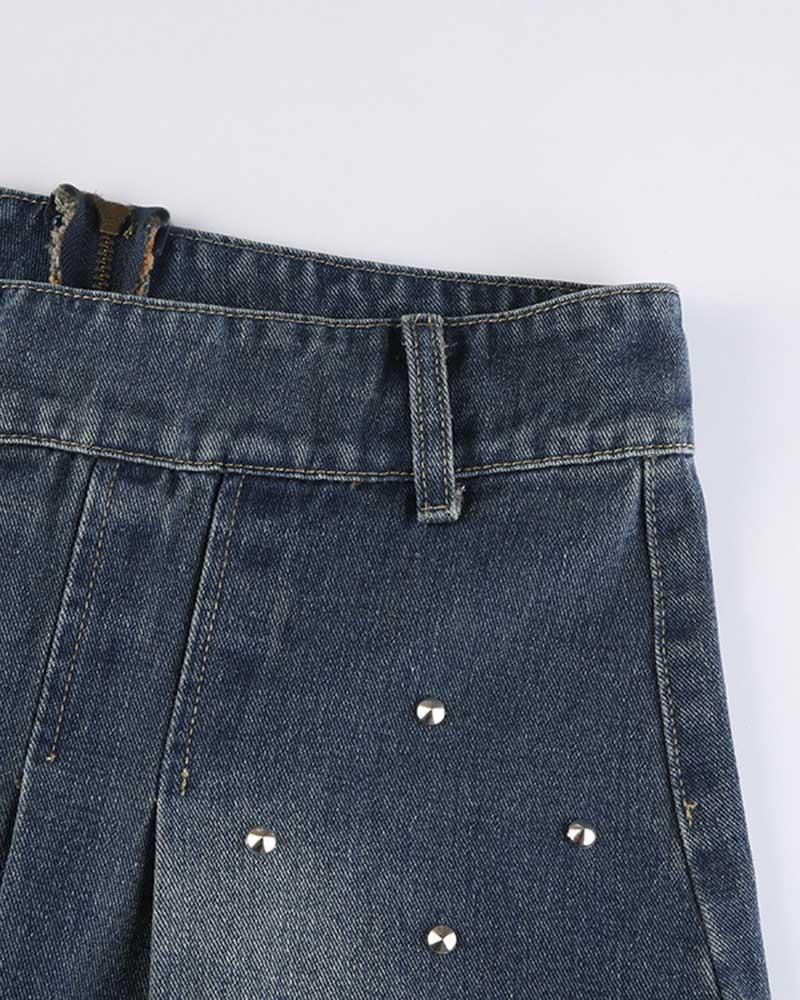 Pembroke Pleated Denim Skirt