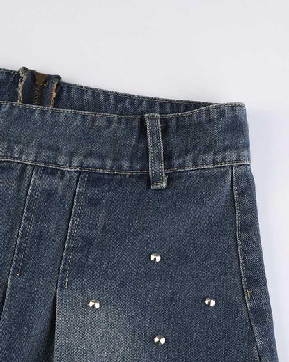 Pembroke Pleated Denim Skirt