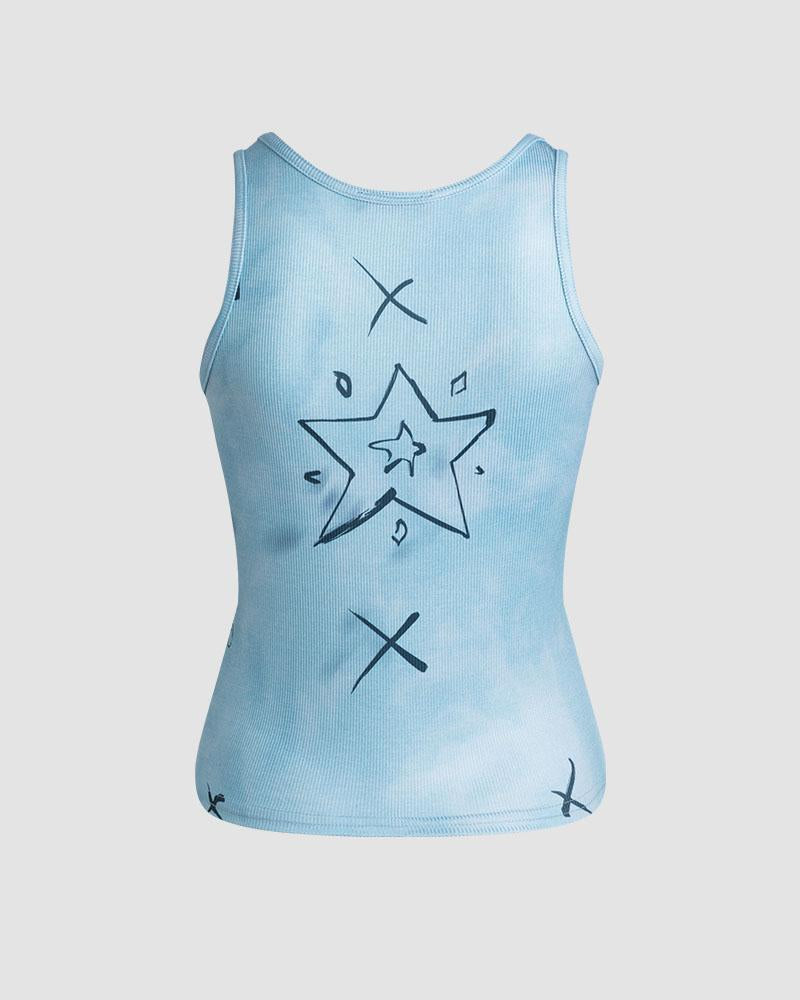 Starry Powered Distressed Tank Top