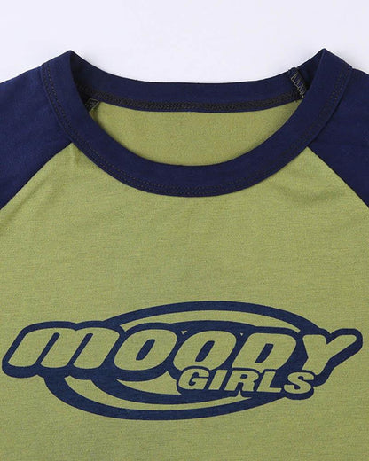 Moody Girls Raglan Baby T-Shirt