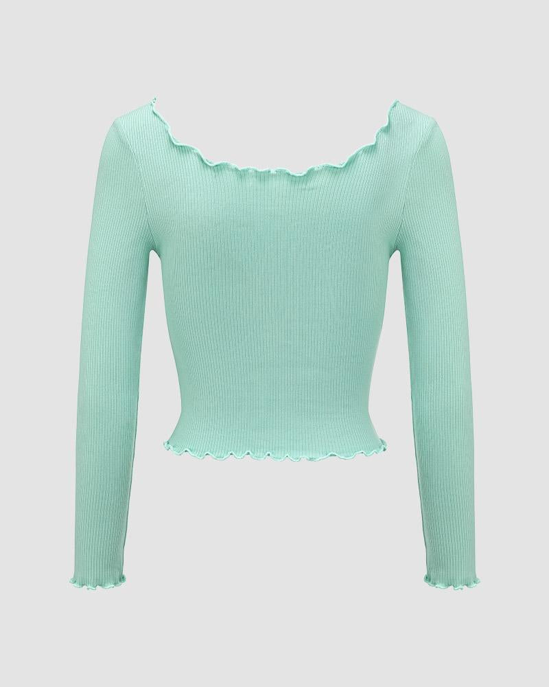 Claymire Lettuce Hem Ribbed Top