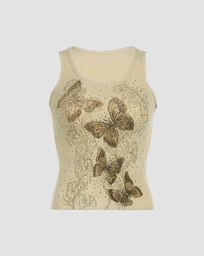 Adum Monarch Butterfly Graphic Tank Top