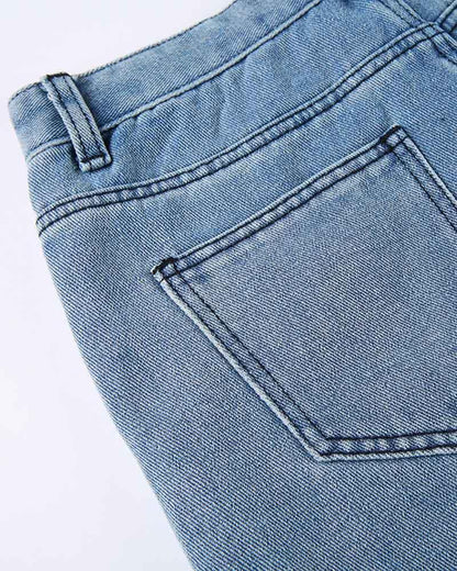 Occulus Star Denim High Waist Boy Shorts