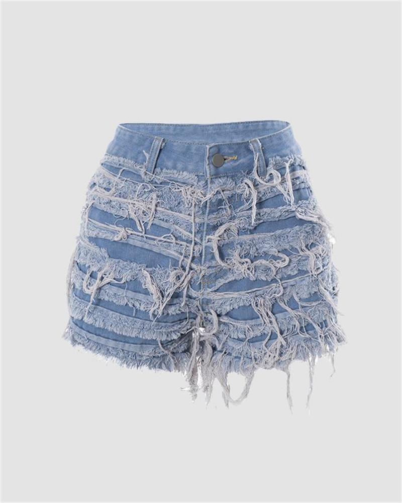 Fluffy Fashion Denim Shorts