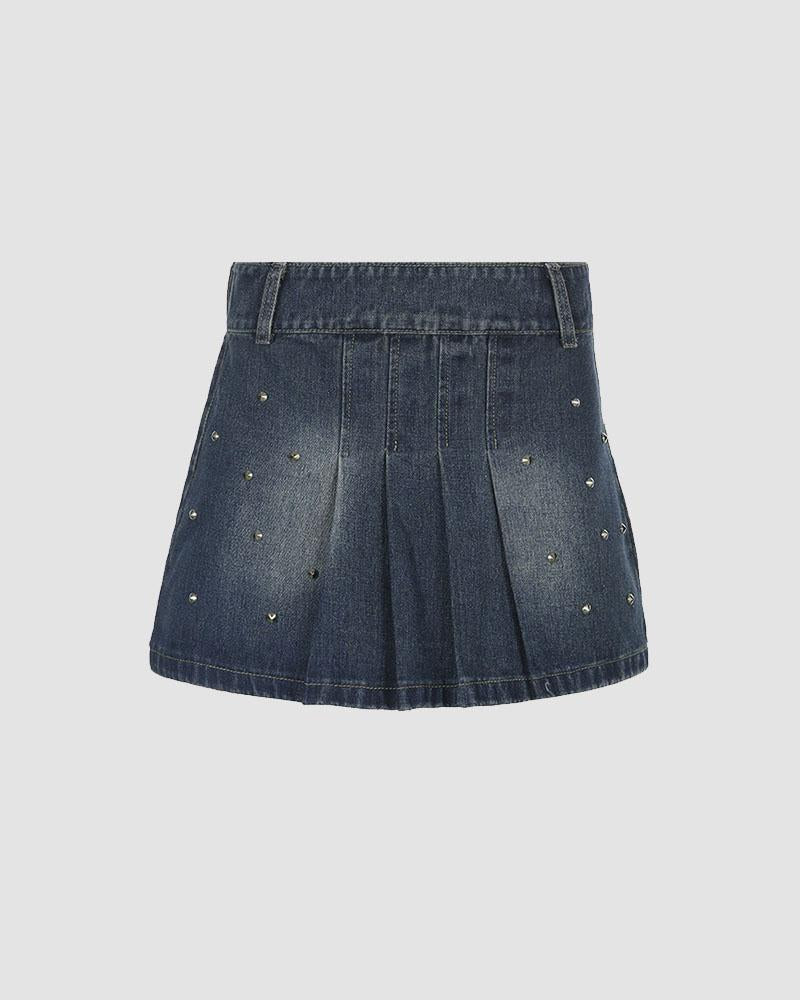 Pembroke Pleated Denim Skirt