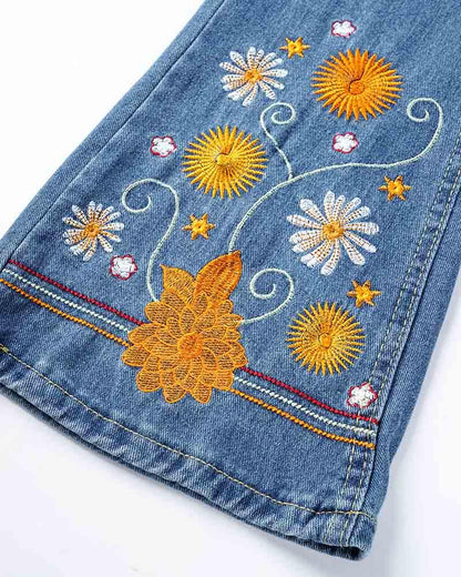 Mylo Flared Floral High Waisted Denim Jeans