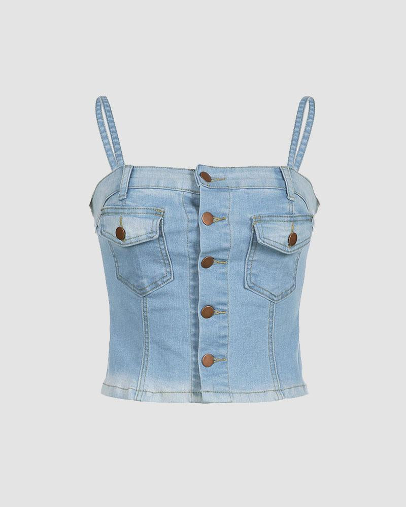 Haloe Pocket Denim Top