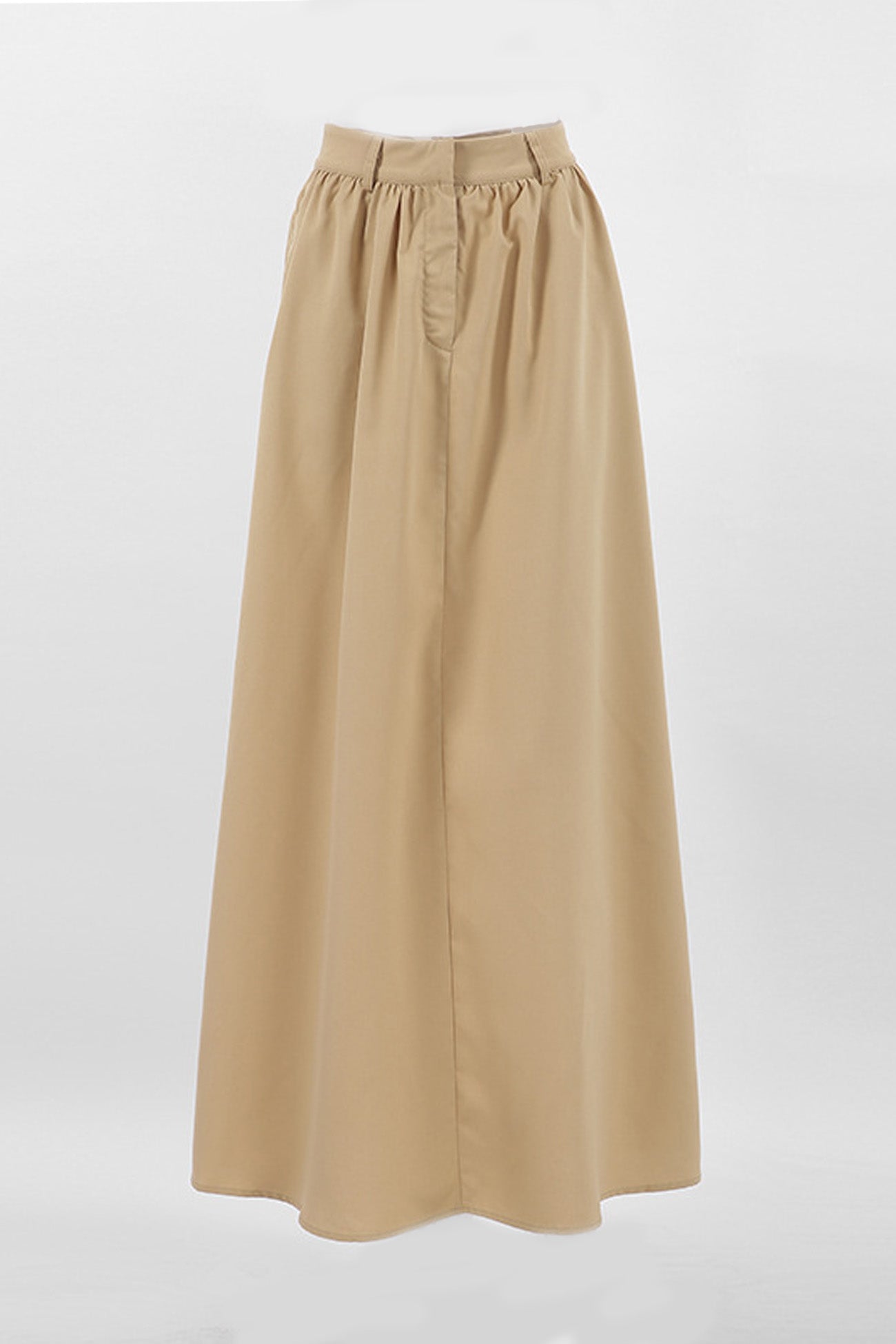 Solid Color High Waist A-Line Maxi Skirt