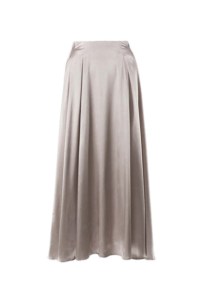 Satin High Rise A-line Midi Skirt