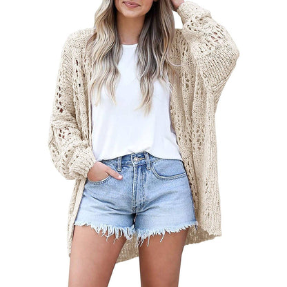 Ladies Crochet Cardigan Sweater Beige __stock:50 Jackets & Coats refund_fee:1200