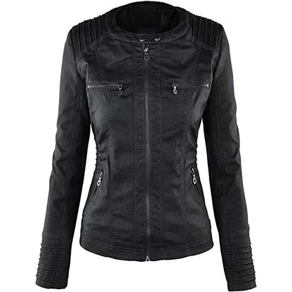 Lock and Love Women's Removable Hooded Faux Leather Jacket